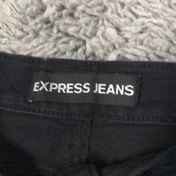 Express Black Distressed Mid Rise Jeans - Picture 6 of 8